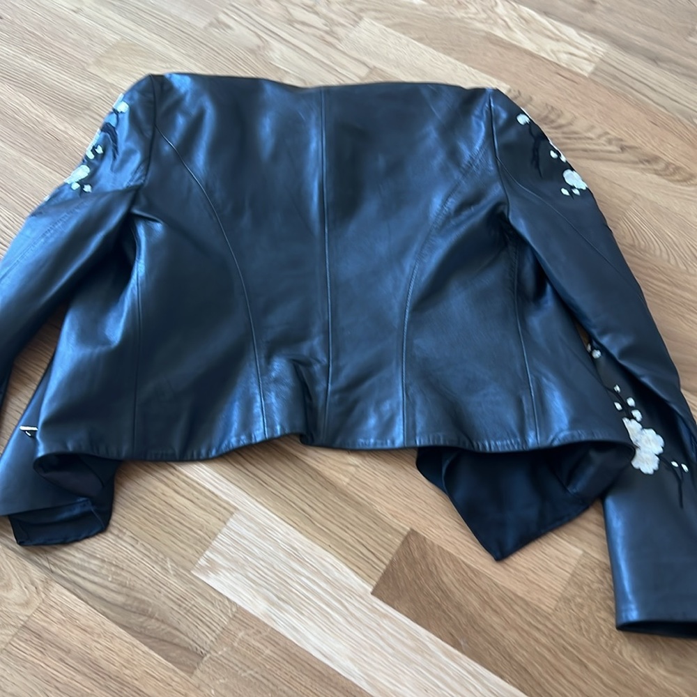 NWT Lamarque floral embroidered Zura Cascade vegan leather jacket - Picture 11 of 15